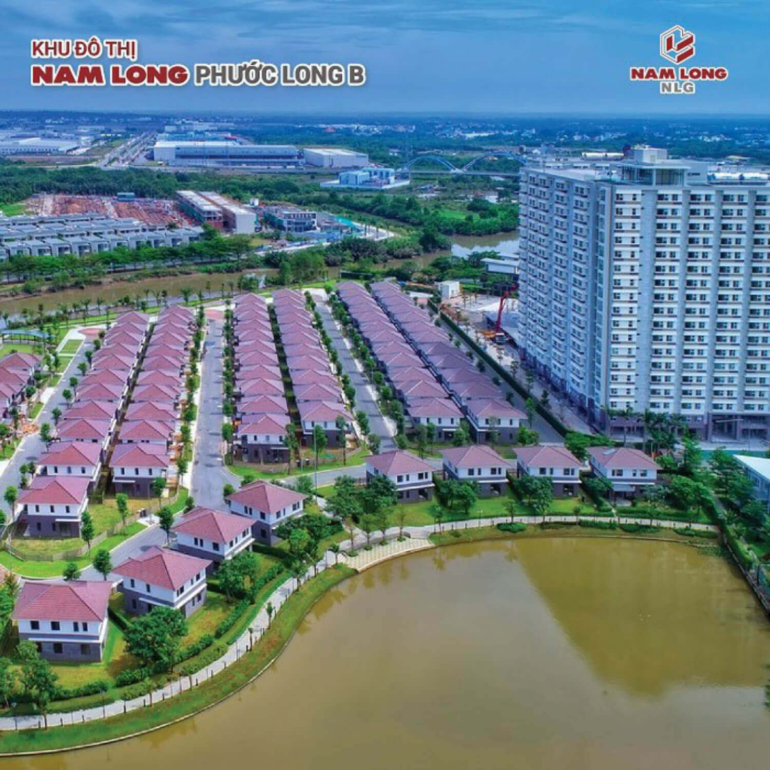Biệt thự và căn hộ cao tầng khu đô thị Nam Long quận 9 nhìn từ trên cao